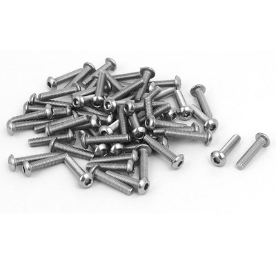 Harfington Uxcell M3x14mm 304 Stainless Steel Button Head Hex Socket Cap Screws Fastener 60pcs