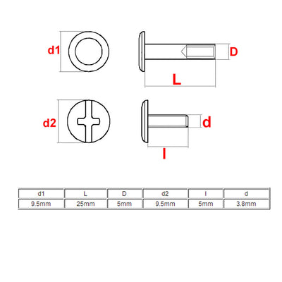 Harfington Uxcell M5x25mm Binding Screw Post Gold Tone 20pcs for Photo Albums Scrapbook