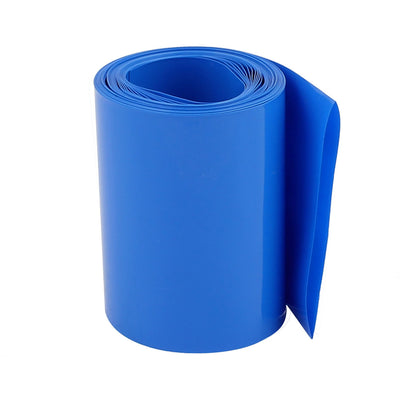 Harfington Uxcell 75mm Flat Width 2.1M Length PVC Heat Shrink Tube Blue for 18650 Battery Pack