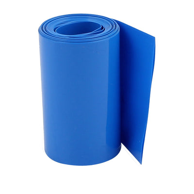 Harfington Uxcell 95mm Flat Width 2.1M Length PVC Heat Shrink Tube Blue for 18650 Battery Pack