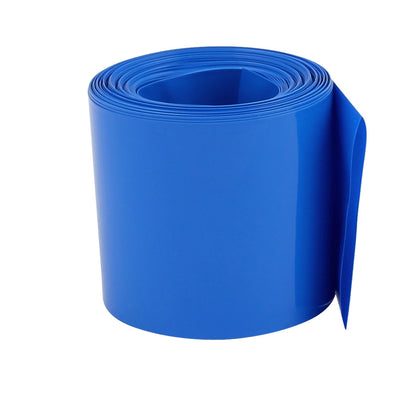 Harfington Uxcell 55mm Flat Width 5.5M Length PVC Heat Shrink Tube Blue for 18650 Batteries