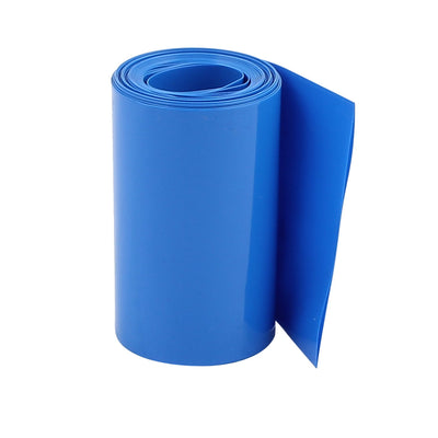 Harfington Uxcell 60mm Flat Width 2.1M Length PVC Heat Shrink Tube Blue for 18650 Batteries