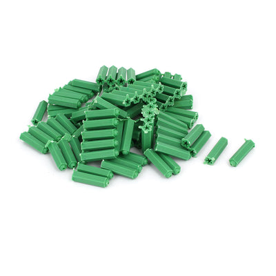 Harfington Uxcell 6mm x 25mm Plastic Masonry Screws Fixing Wall Anchor Green 100pcs