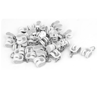 Harfington Uxcell 15mm Dia Twin Wheel Curtain Track Carrier Sliding Rollers Gliders Pulleys 40pcs