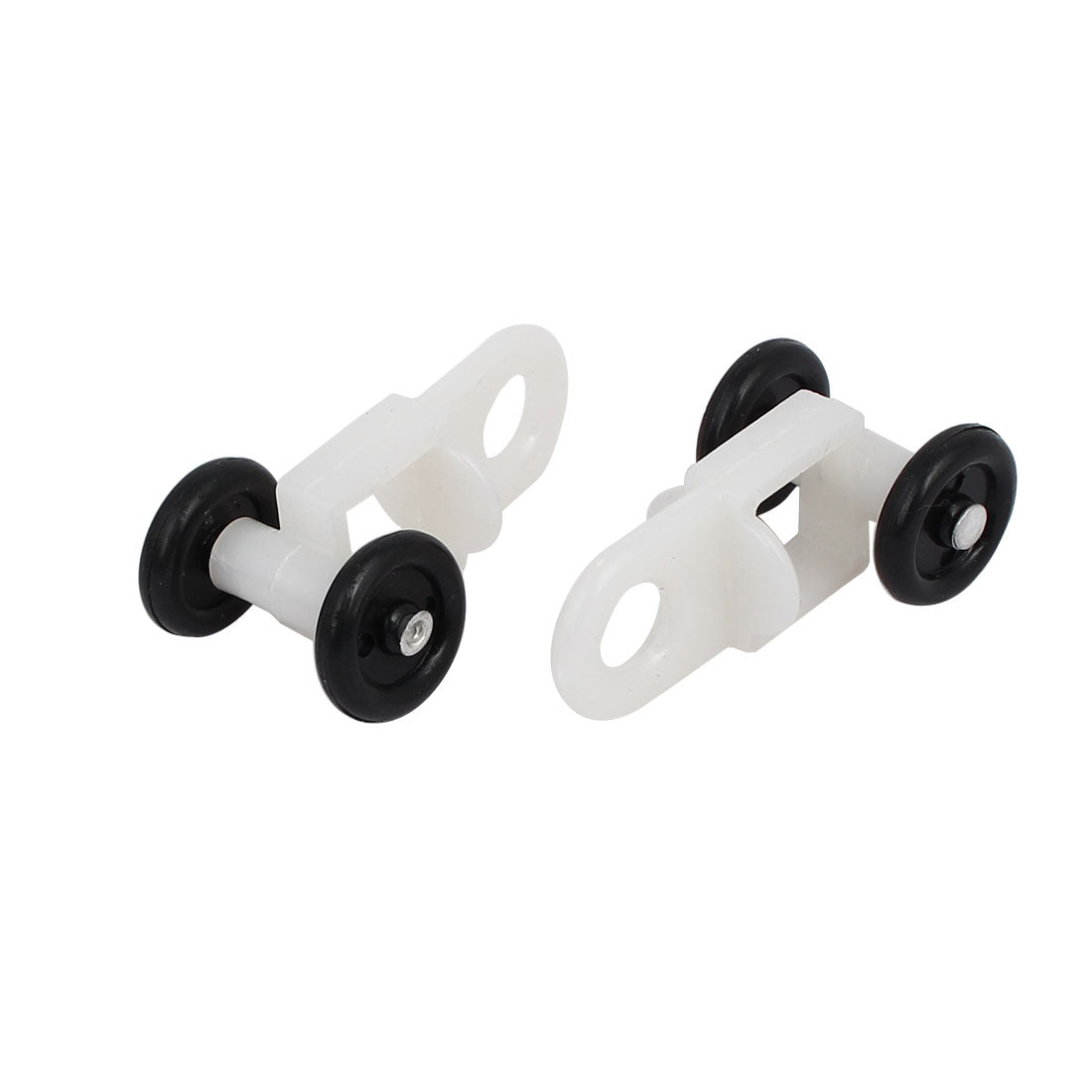 uxcell Uxcell 12.5mm Dia Twin Wheel Curtain Track Rail Rollers Gliders Black White 100pcs