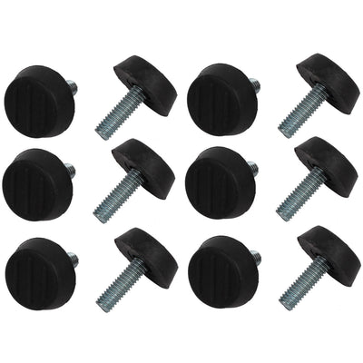 Harfington Uxcell M6x20mm Screw Mount Plastic Base Furniture Glide Adjustable Leveling Foot 12pcs