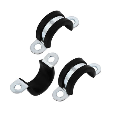 Harfington Uxcell M22 EPDM Rubber Lined U Shaped Pipe Tube Strap Clamps Clips Fasteners 3pcs