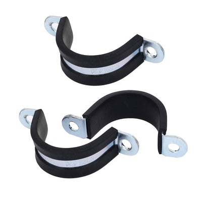 Harfington Uxcell M30 EPDM Rubber Lined U Shaped Pipe Tube Strap Clamps Clips Fasteners 3pcs