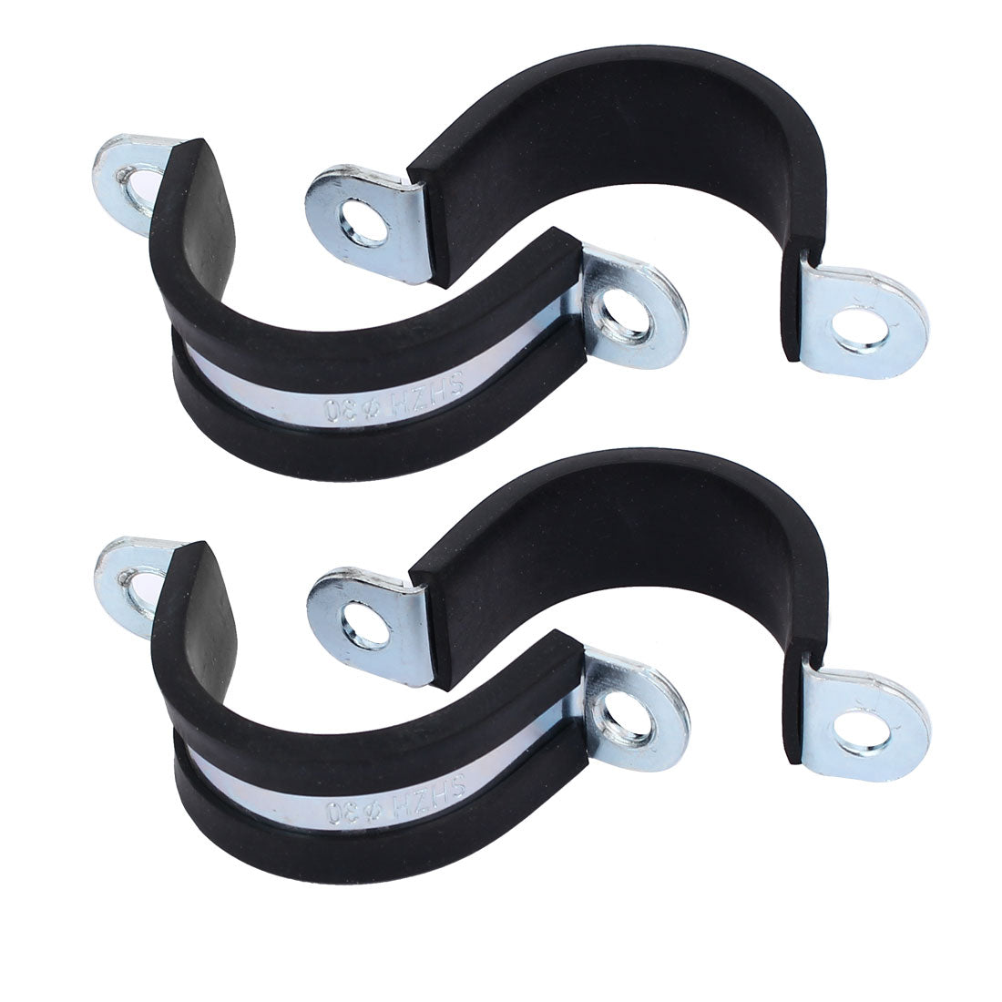 uxcell Uxcell M30 EPDM Rubber Lined U Shaped Pipe Tube Strap Clamps Clips Fasteners 4pcs