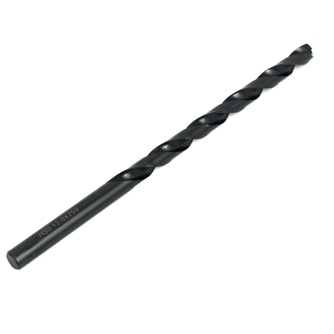 uxcell Uxcell 12mm Drilling Dia 250mm Length HSS Straight Shank Twist Drill Bit Black