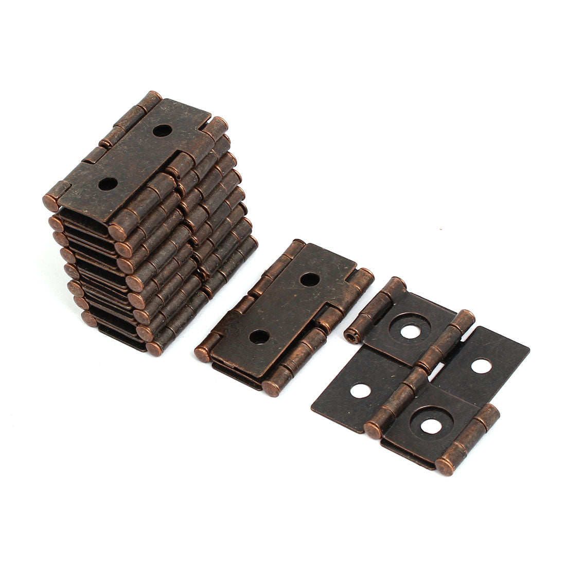 uxcell Uxcell 47mmx45mmx5mm Antique Style Double Acting Folding Screen Hinge Copper Tone 10pcs