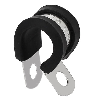 Harfington Uxcell 12mm Dia EPDM Rubber Lined P Clips Cable Hose Pipe Clamps Holder 2pcs