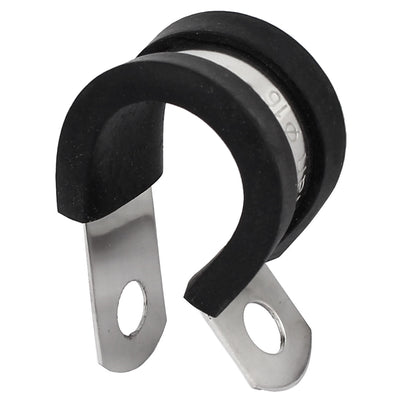 Harfington Uxcell 16mm Dia EPDM Rubber Lined P Clips Cable Hose Pipe Clamps Holder 2pcs