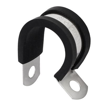 Harfington Uxcell 18mm Dia EPDM Rubber Lined P Clips Cable Hose Pipe Clamps Holder 2pcs
