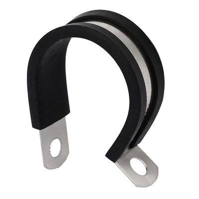 Harfington Uxcell 28mm Dia EPDM Rubber Lined P Clips Cable Hose Pipe Clamps Holder 2pcs