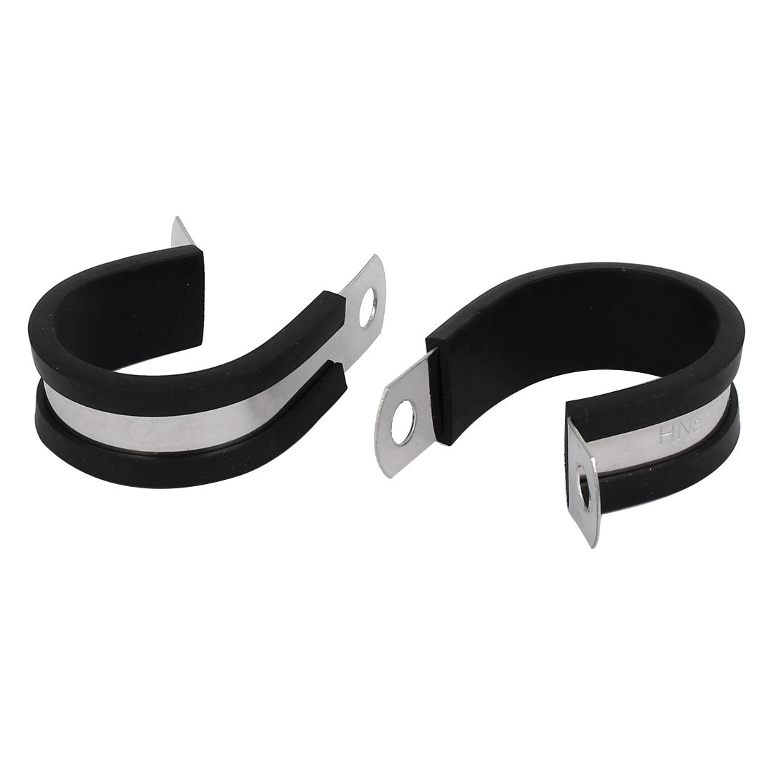 uxcell Uxcell 28mm Dia EPDM Rubber Lined P Clips Cable Hose Pipe Clamps Holder 2pcs