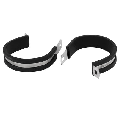 Harfington Uxcell 48mm Dia EPDM Rubber Lined P Clips Cable Hose Pipe Clamps Holder 2pcs