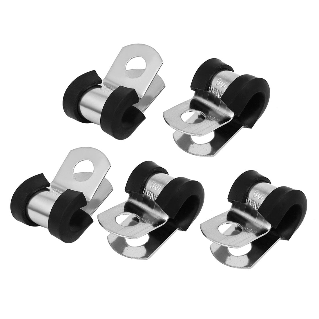 uxcell Uxcell 6mm Dia EPDM Rubber Lined P Clips Cable Hose Pipe Clamps Holder 5pcs