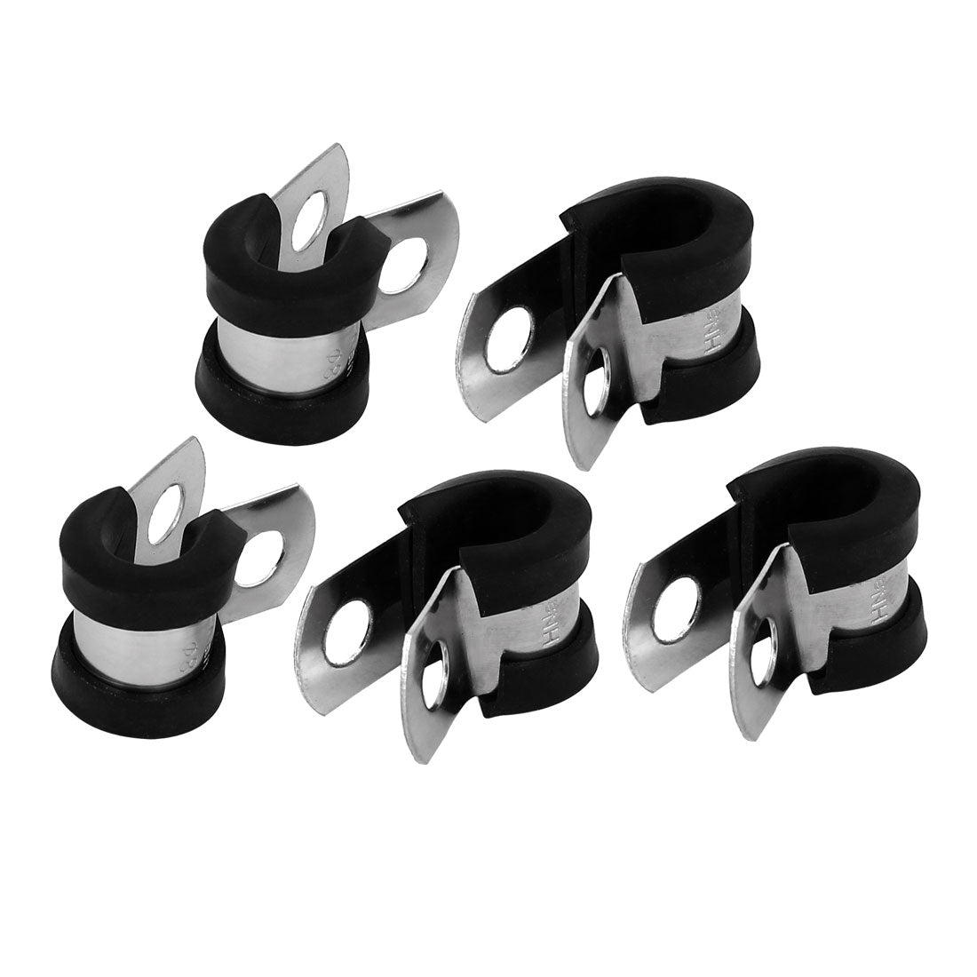 uxcell Uxcell 8mm Dia EPDM Rubber Lined P Clips Cable Hose Pipe Clamps Holder 5pcs