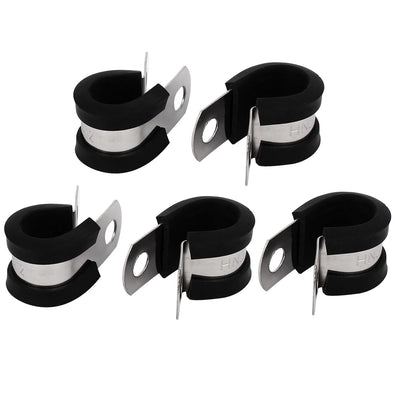 Harfington Uxcell 12mm Dia EPDM Rubber Lined P Clips Cable Hose Pipe Clamps Holder 5pcs