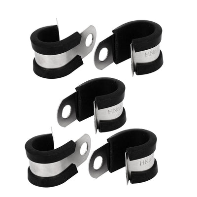 Harfington Uxcell 15mm Dia EPDM Rubber Lined P Clips Water Pipe Tube Clamps Holder 5pcs