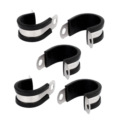 Harfington Uxcell 25mm Dia EPDM Rubber Lined P Clips Water Pipe Tube Clamps Holder 5pcs