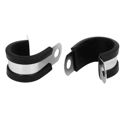 Harfington Uxcell 22mm Dia EPDM Rubber Lined P Clips Water Pipe Tube Clamps Holder 2pcs