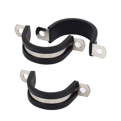 Harfington Uxcell 32mm Dia EPDM Rubber Lined U Shaped Pipe Tube Wire Clamps Clips 3pcs