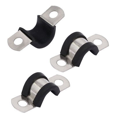 Harfington Uxcell 10mm Dia EPDM Rubber Lined U Shaped Pipe Tube Wire Clamps Clips 3pcs