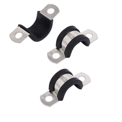 Harfington Uxcell 14mm Dia EPDM Rubber Lined U Shaped Pipe Tube Wire Clamps Clips 3pcs