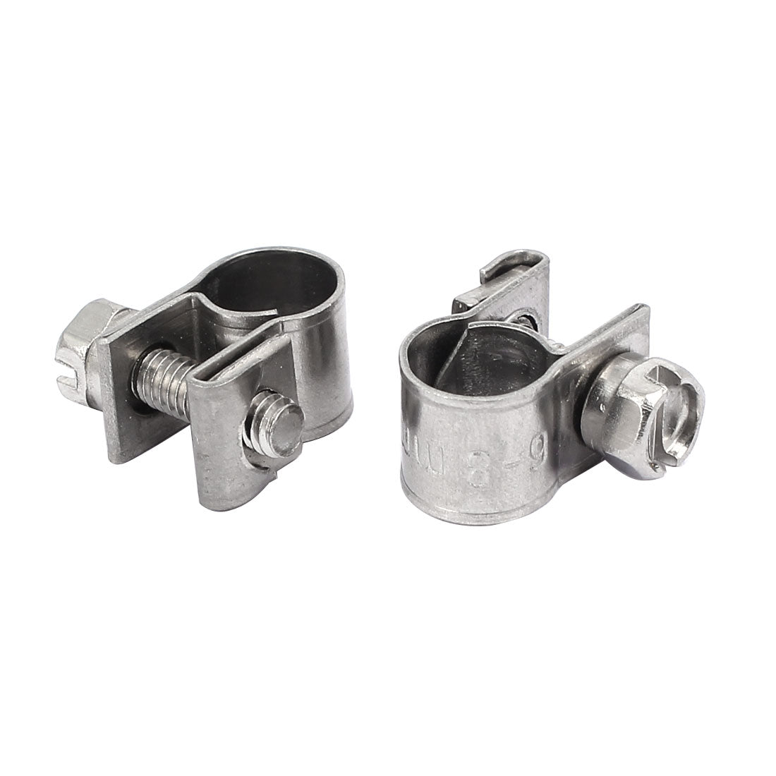 uxcell Uxcell 6mm-8mm 304 Stainless Steel Screw Mounted Adjustable Pipe Hose Clamps 2pcs