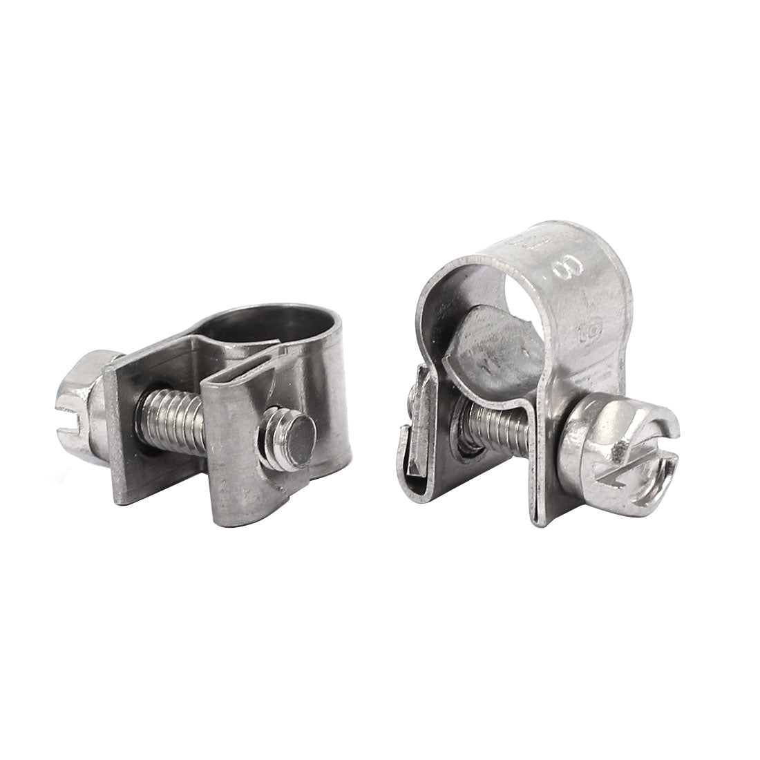 uxcell Uxcell 6mm-8mm 304 Stainless Steel Screw Mounted Adjustable Pipe Hose Clamps 2pcs