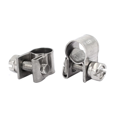 Harfington Uxcell 6mm-8mm 304 Stainless Steel Screw Mounted Adjustable Pipe Hose Clamps 2pcs