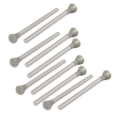 Harfington Uxcell 2.35mmx5mm Diamond Coated Inverted Cone Mounted Points Grinding Bits 10pcs