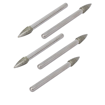 Harfington Uxcell 3mm 1/8" Shank 4mm Dia Cone Head Diamond Grinding Mounted Point Bit 5pcs