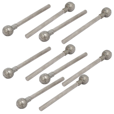 Harfington Uxcell 2.35mm Shank 6mm Dia Diamond Head Ball Shaped Grinding Mounted Point Bit 10pcs