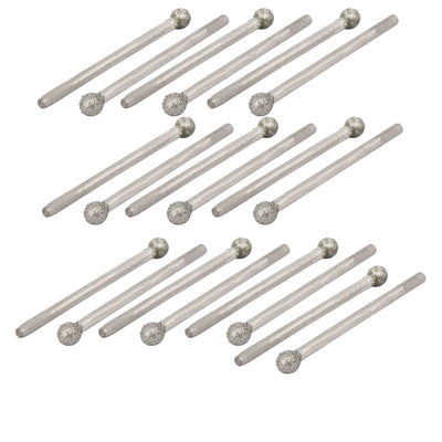 Harfington Uxcell 2.35mm Shank 4mm Dia Diamond Head Ball Shaped Grinding Mounted Point Bit 20pcs