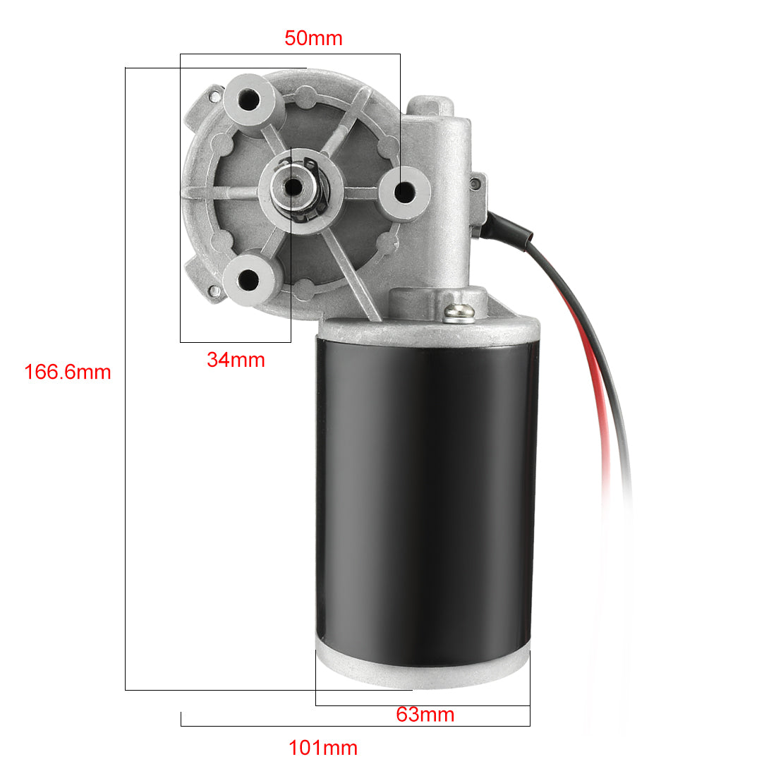 uxcell Uxcell JCF63R DC 24V 80W 160RPM High Torque Reversible Electric Gear Motor 160RPM