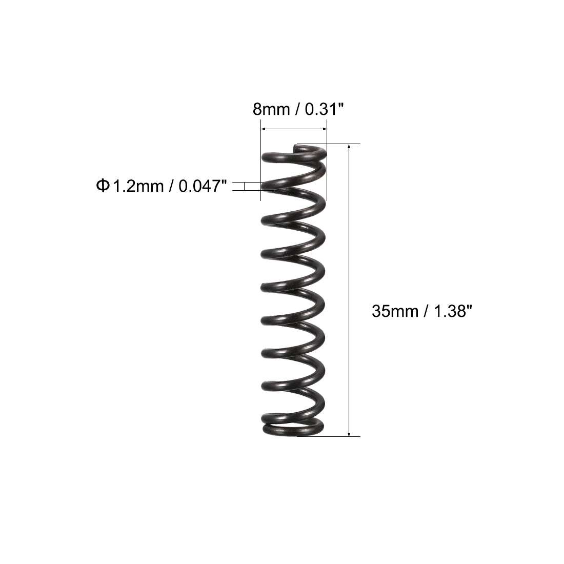 uxcell Uxcell 10Stk. Mikro Feder Druckfeder Federstahl Druckfedern Spiralfeder Stahlfeder 1,2mm Drahtdmr. 8mm Außendmr. 35mm freie Länge schwarz