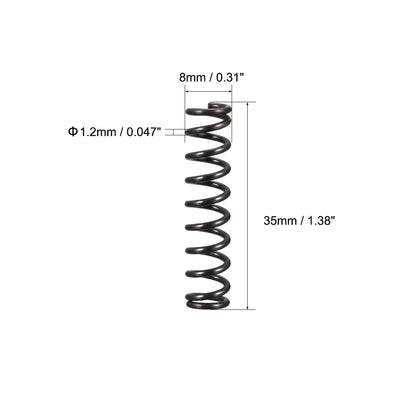 Harfington Uxcell 10Stk. Mikro Feder Druckfeder Federstahl Druckfedern Spiralfeder Stahlfeder 1,2mm Drahtdmr. 8mm Außendmr. 35mm freie Länge schwarz