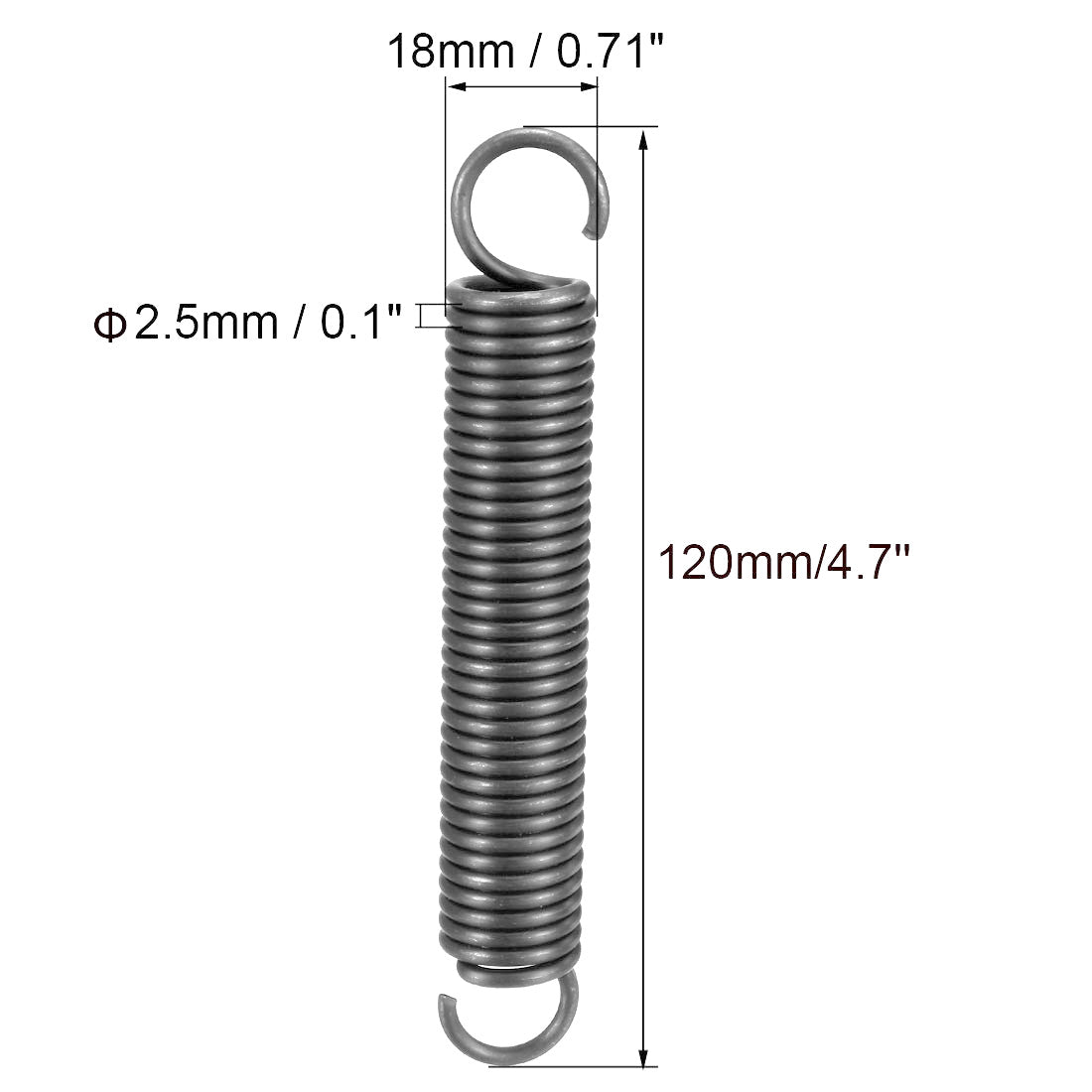 uxcell Uxcell 2.5mm Wire Diax18mm ODx120mm Free Length Spring Steel Tension Spring