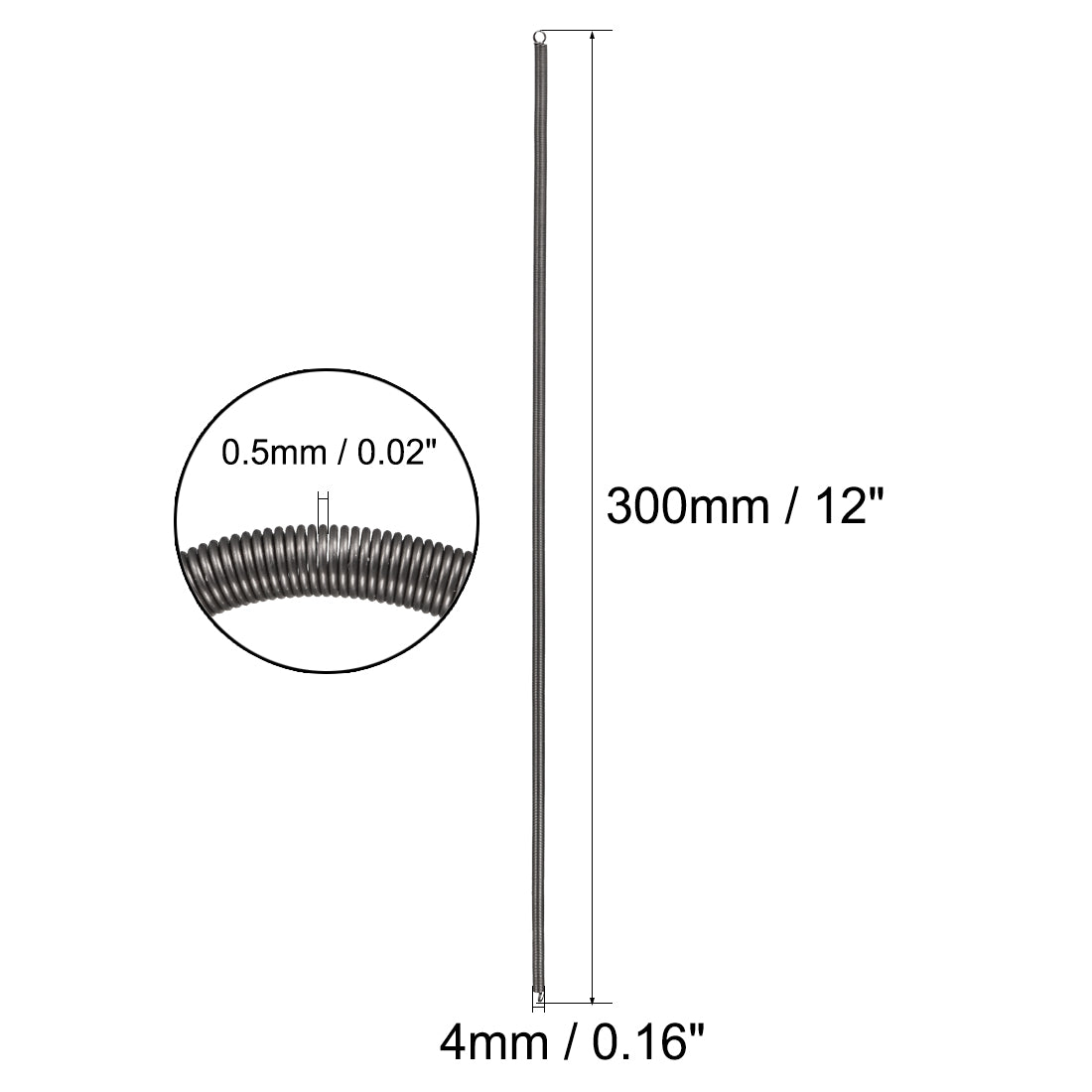 uxcell Uxcell 0.5mm Wire Diax4mm ODx300mm Free Length Spring Steel Tension Spring