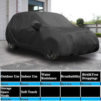 Harfington Uxcell Stormproof Waterproof Breathable Black CAR COVER Durable Outdoor Indoor