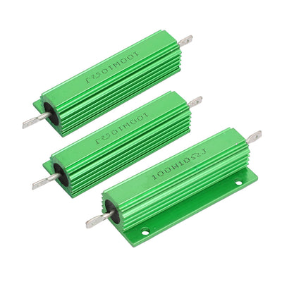 Harfington Uxcell 100W 10 Ohm  Resistance Screw Mount Aluminum Shell Wirewound Resistor Green 3pcs