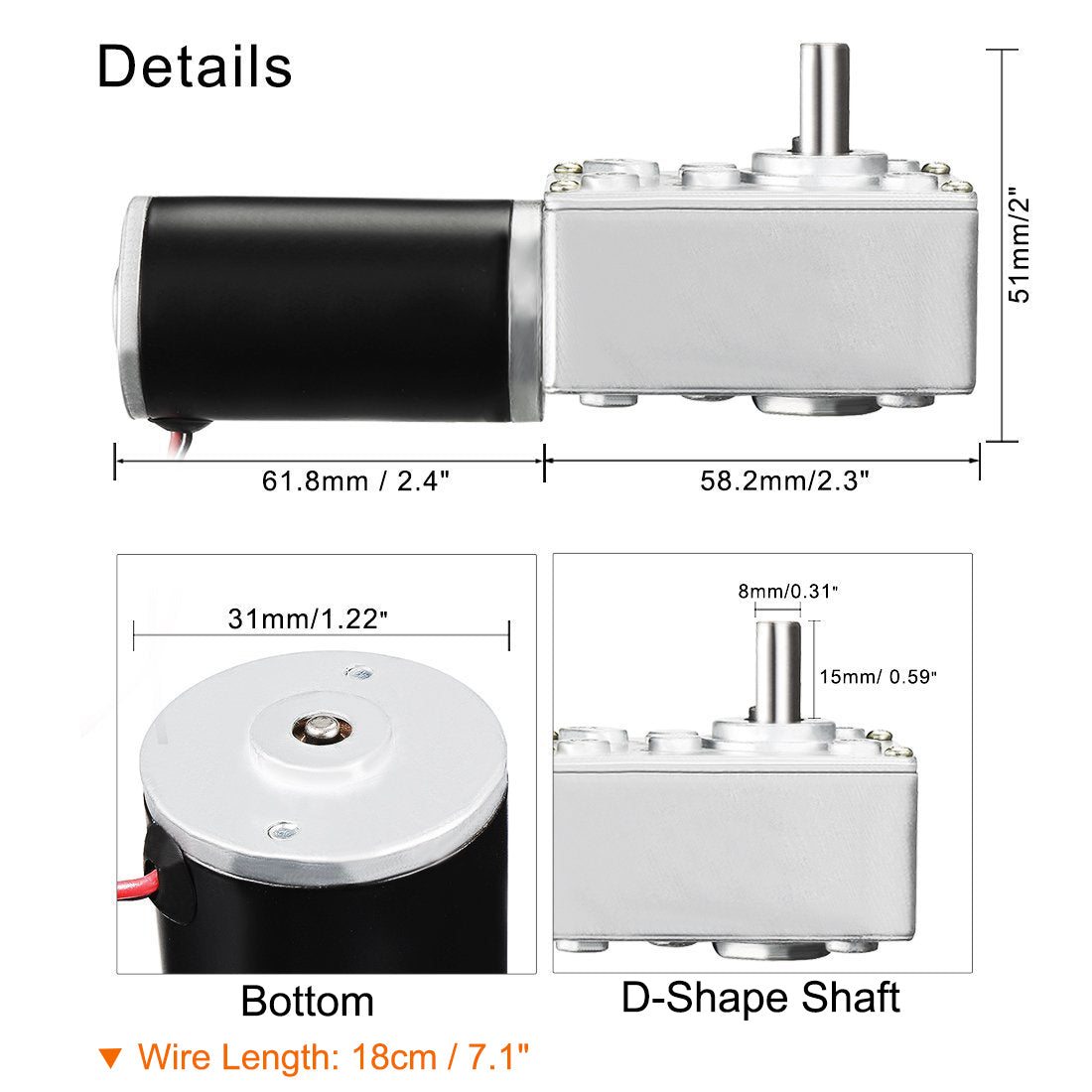 uxcell Uxcell DC 24V 20RPM High Torque Electric Power Speed Reduce Turbine Worm Gear Box Motor