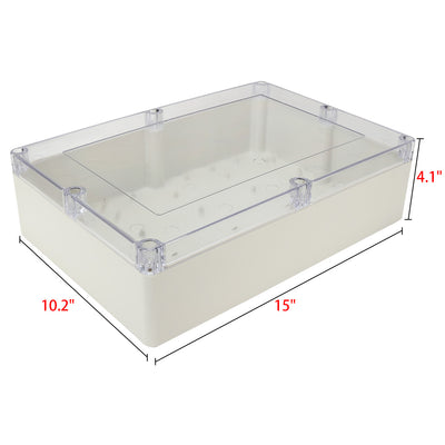 Harfington Uxcell 15"x10.2"x4.1"(380mmx260mmx105mm) ABS Junction Box Universal Project Enclosure w PC Transparent Cover