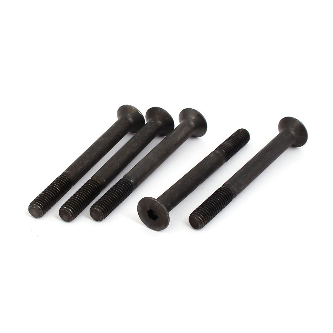 uxcell Uxcell M8x80mm 24mm Long Thread Grade 10.9 Flat Head Hex Socket Cap Screw Black 5pcs