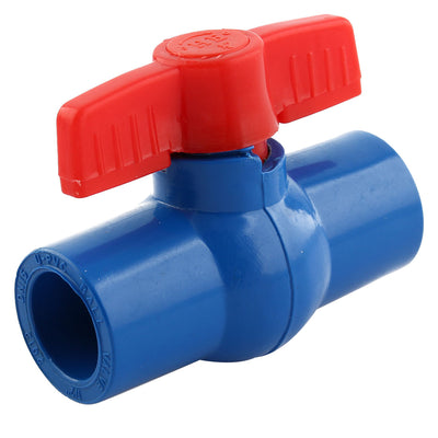 Harfington Uxcell Water Supply 20mm to 20mm Full Port U-PVC Ball Valve Pipe Fitting Red Blue 78mm Long