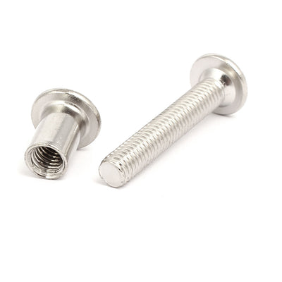 Harfington Uxcell M6x35mm Male Thread Cupboard Cabinet Socket Hex Screw Post Silver Tone 5pcs