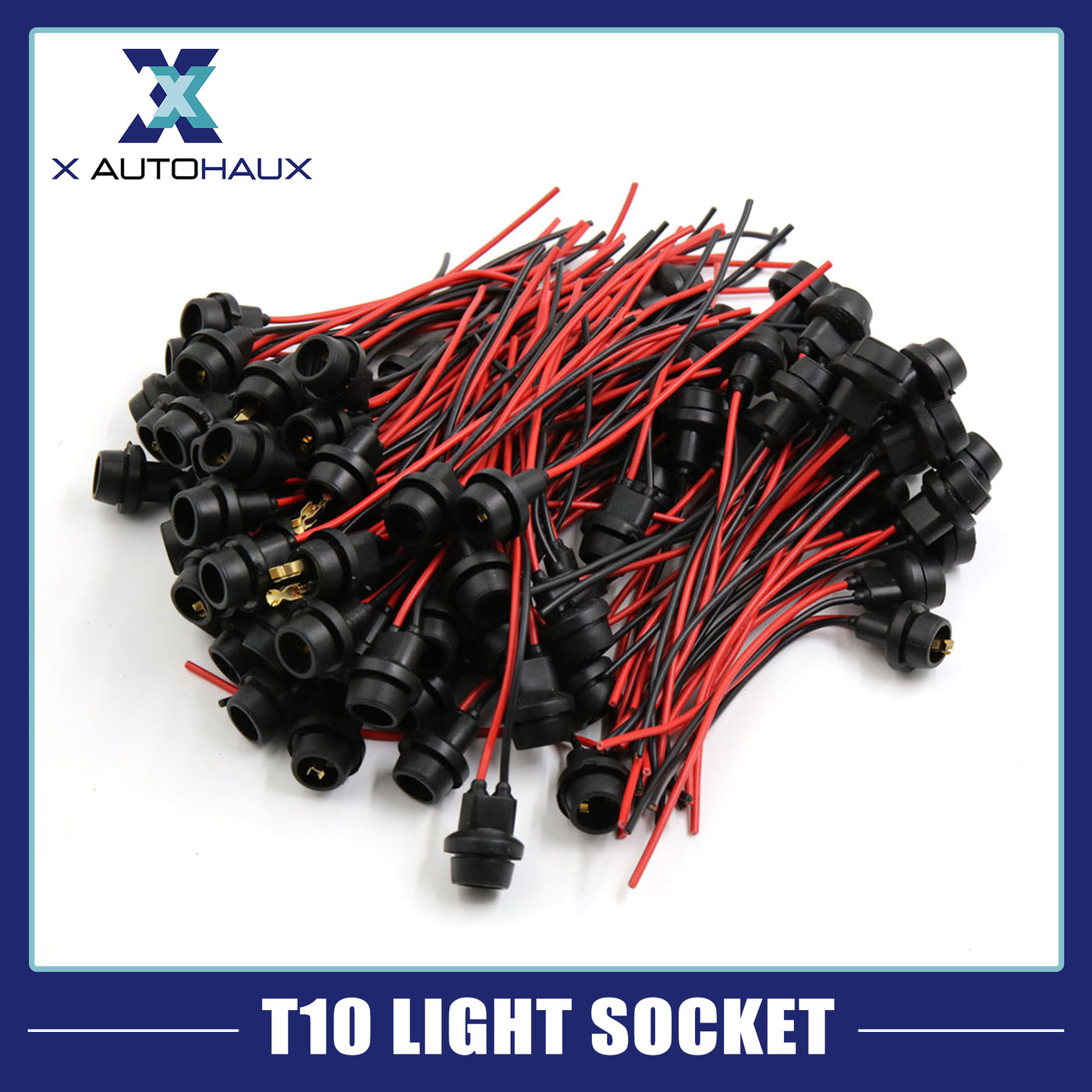 uxcell Uxcell 100 Pcs Red Black T10 Light Bulb Socket Holder Harness Wire Connector for Car